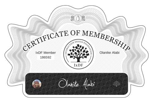 Olanike's Certificate of membership