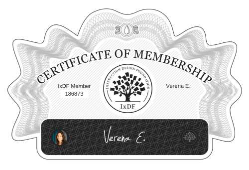 Verena's Certificate of membership