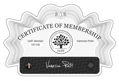 Vanessa's Certificate of membership