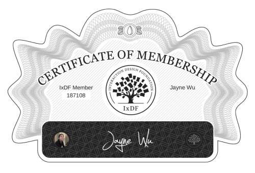 Jayne's Certificate of membership
