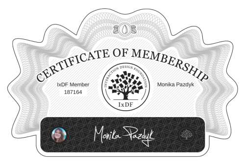 Monika's Certificate of membership