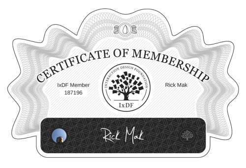 Rick's Certificate of membership