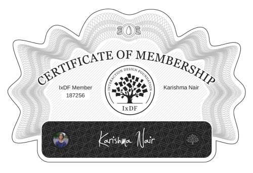 Karishma's Certificate of membership