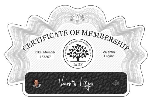Valentin's Certificate of membership