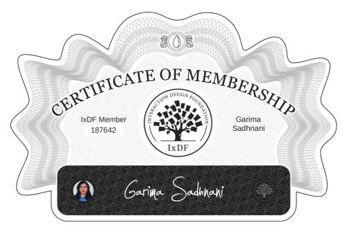 Garima's Certificate of membership