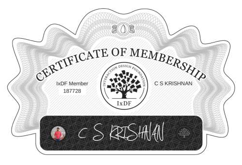C S KRISHNAN's Certificate of membership