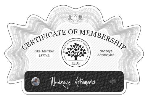 Nadzeya's Certificate of membership