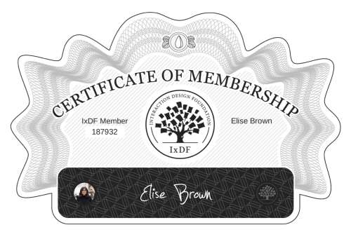 Elise's Certificate of membership
