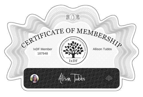 Allison's Certificate of membership