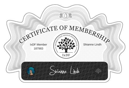 Shianne's Certificate of membership