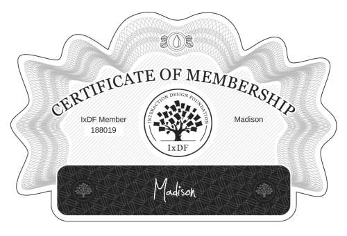 Madison's Certificate of membership