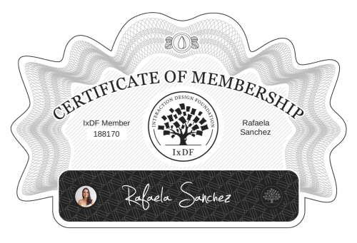 Rafaela's Certificate of membership