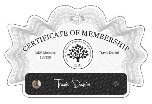 Travis's Certificate of membership