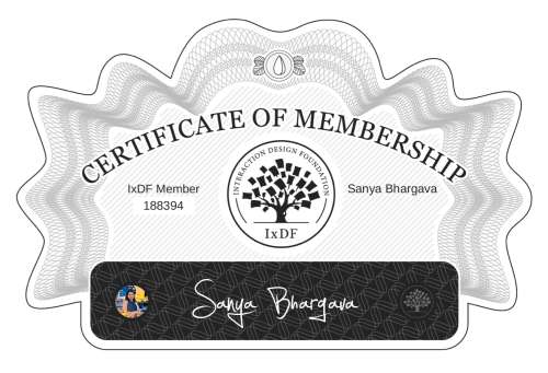 Sanya's Certificate of membership