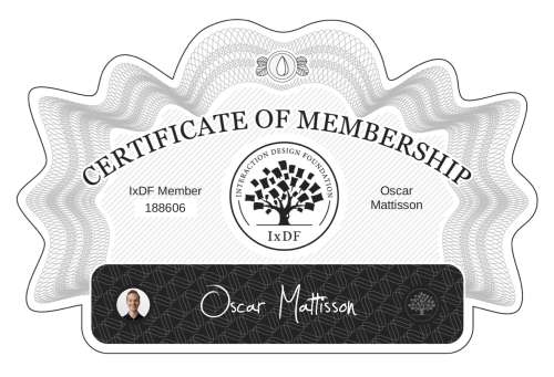 Oscar's Certificate of membership