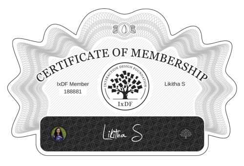 Likitha's Certificate of membership