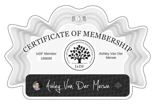 Ashley's Certificate of membership
