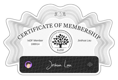 Joshua's Certificate of membership