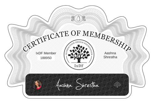 Aashna's Certificate of membership