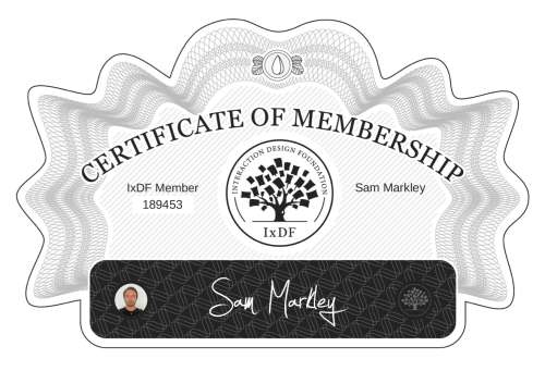 Sam's Certificate of membership