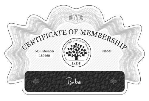 Isabel's Certificate of membership