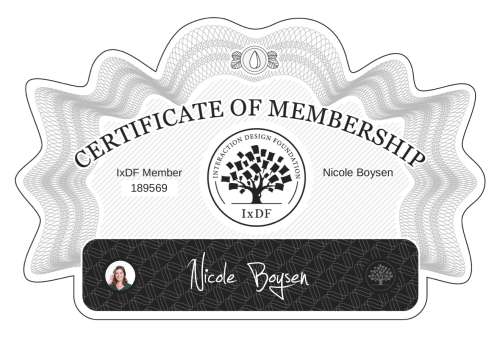 Nicole's Certificate of membership