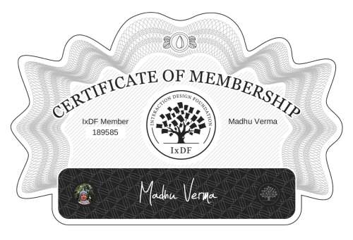 Madhu's Certificate of membership