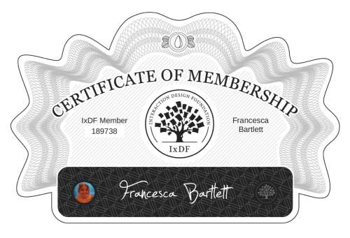 Francesca's Certificate of membership