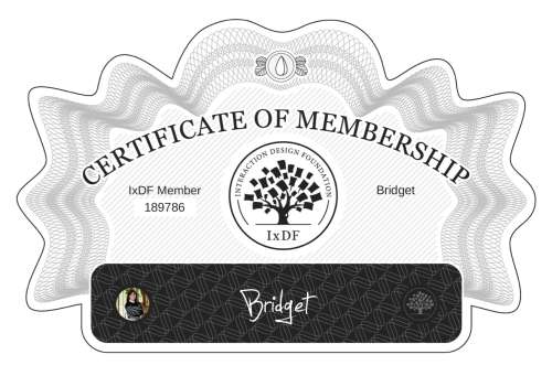 Bridget's Certificate of membership
