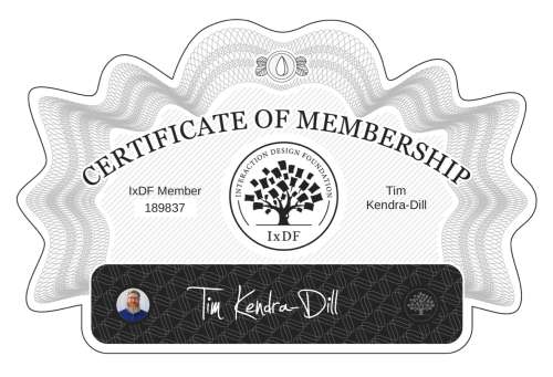 Tim's Certificate of membership