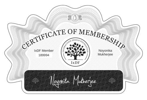 Noyonika's Certificate of membership
