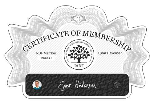 Ejnar's Certificate of membership
