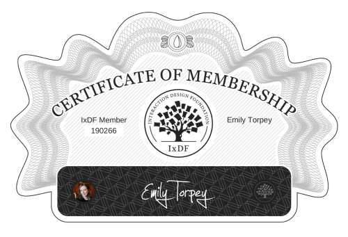 Emily's Certificate of membership