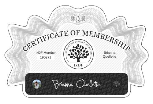 Brianna's Certificate of membership