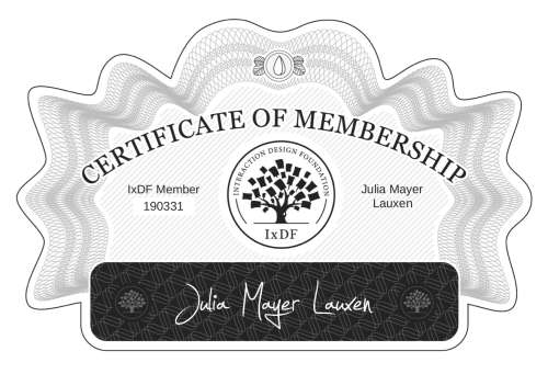 Julia's Certificate of membership