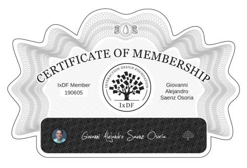 Giovanni's Certificate of membership