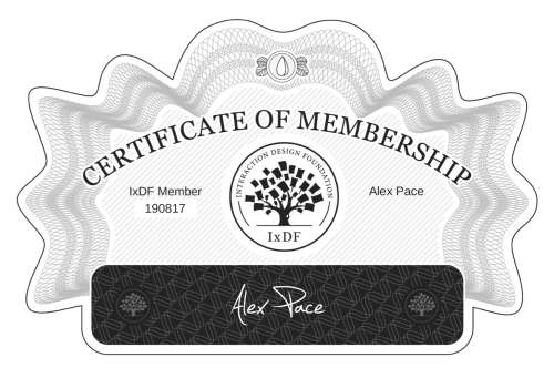 Alex's Certificate of membership