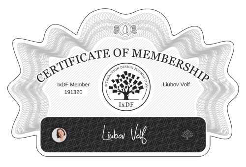 Liubov's Certificate of membership