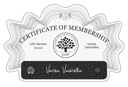 Varsha's Certificate of membership