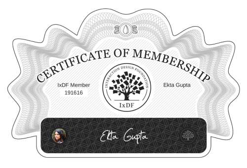 Ekta's Certificate of membership