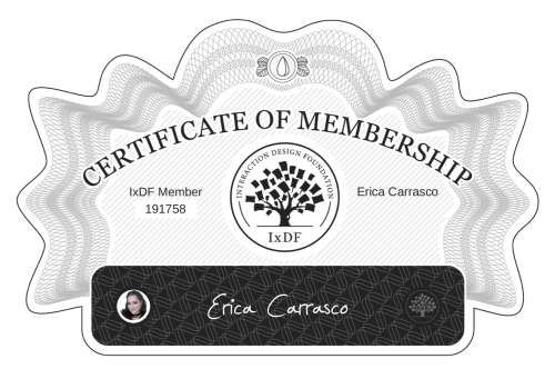 Erica's Certificate of membership
