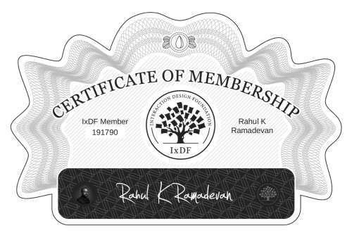 Rahul's Certificate of membership