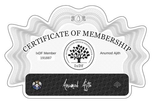 Anumod's Certificate of membership