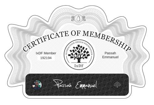 Passah's Certificate of membership
