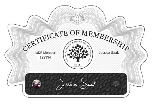 Jessica's Certificate of membership