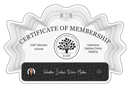 Valentina's Certificate of membership