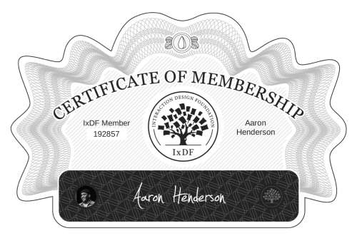 Aaron's Certificate of membership