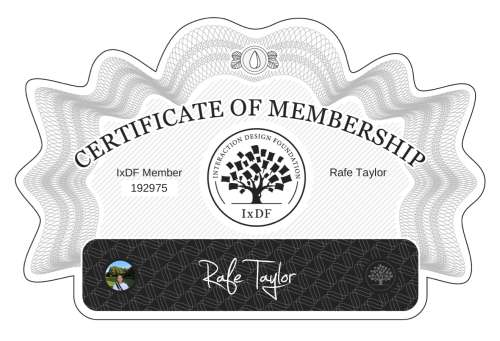 Rafe's Certificate of membership