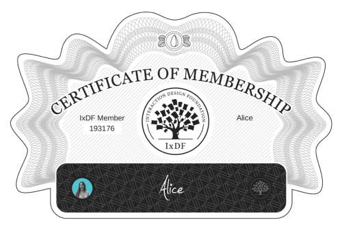 Alice's Certificate of membership