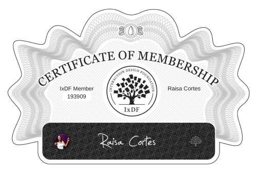 Raisa's Certificate of membership